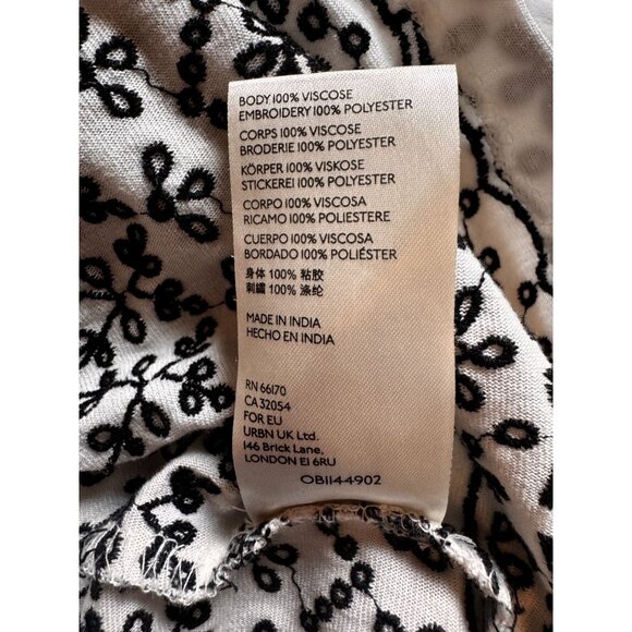 Maeve By Anthropologie Women's M Top Boho Embroidered Sleeveless Black White - Picture 9 of 9